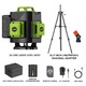 Nivela Laser 4D, Hesasa®, Profesionala, 16 linii, 4x360º, IP-54, 1 x Baterie 2400mAh, Precizie milimetrica, 515 nm dioda laser, ± 3° domeniu lucru 30 m, cu Telecomanda, Negru/Verde