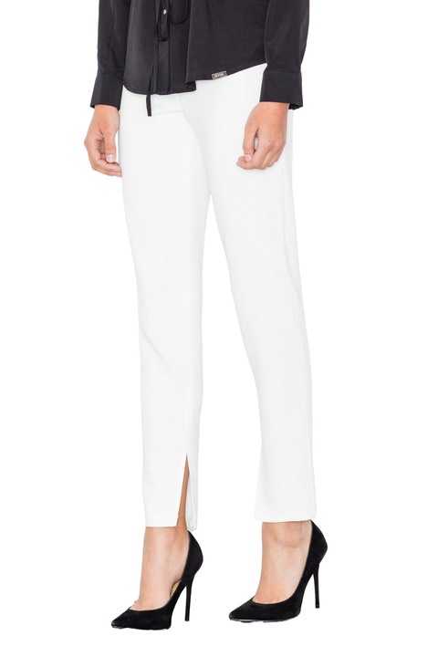 Pantaloni dama Figl M474, elastici, talie inalta, alb, poliester/elastan/viscoza, XL INTL