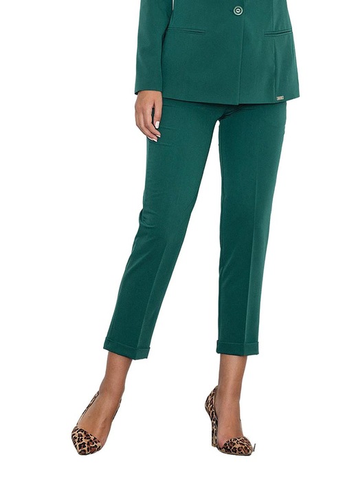 Pantaloni dama Figl M552, verzi, talie inalta, poliester/viscoza