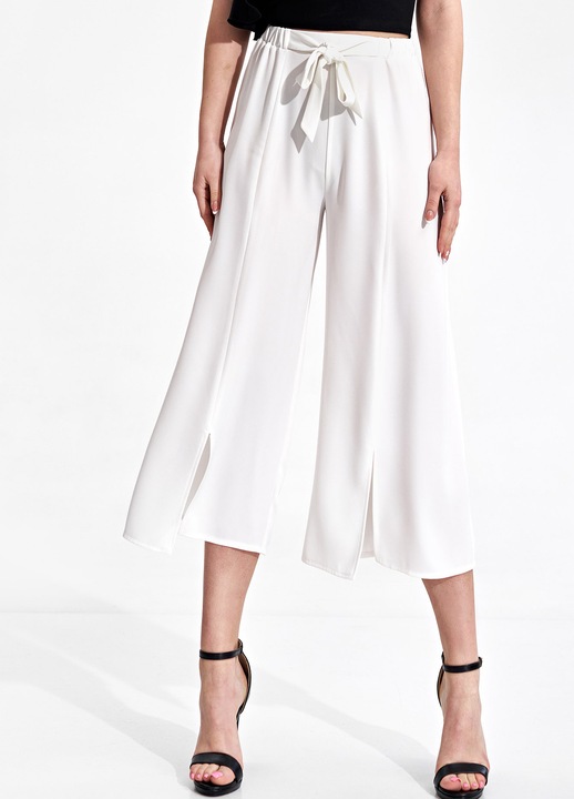 Дамски панталон Figl M860, бял, полиестер, минималистичен дизайн