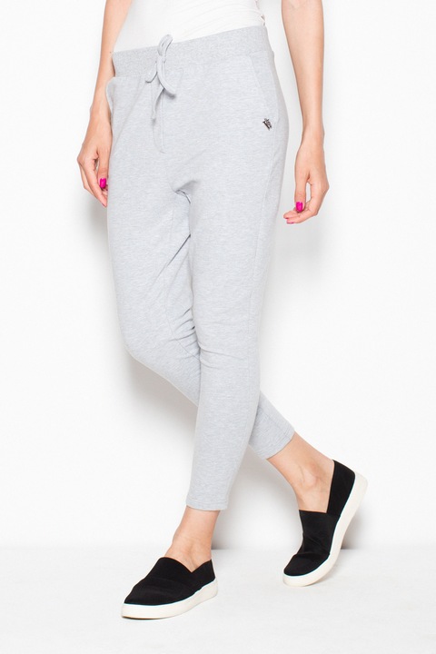 Pantaloni dama Venaton VT048, gri, bumbac/elastan, model confortabil