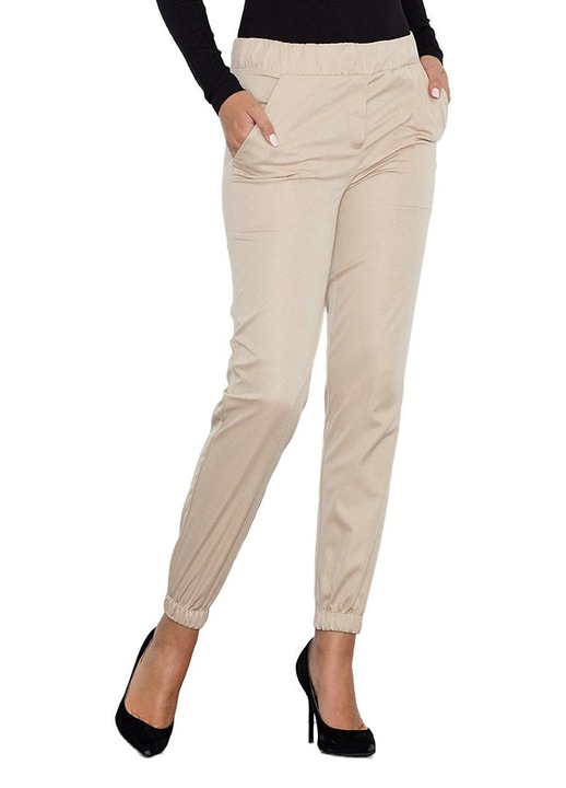 Figl M556 női nadrág, bézs, poliészter/elasztán, rugalmas derék, zsebekkel, XL INTL