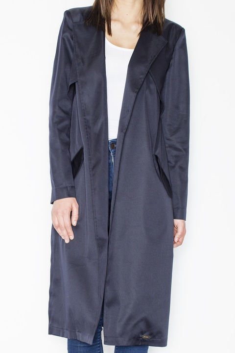 Palton dama M427, Figl, Poliester/Elastan, Bleumarin