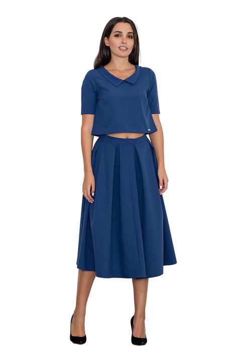 Set dama, Figl, fusta si bluza bleumarin, Bleumarin
