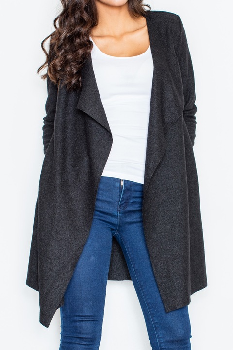 Palton dama M330, Figl, Poliester/Lana, Negru, S INTL