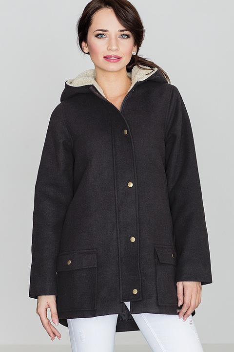 Geaca dama Lenitif K306, neagra, poliester/viscoza, maneci lungi, design simplu, XL INTL