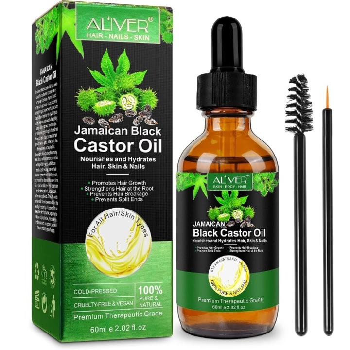 Ulei de Ricin Negru Jamaican 100% Organic - 60ml Presare la Rece pentru ...