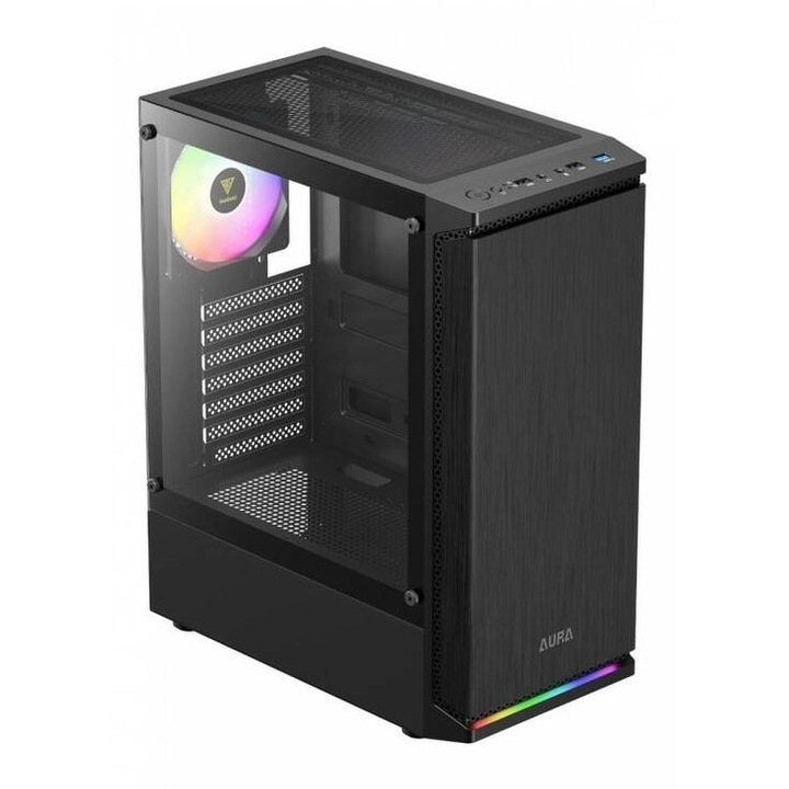 Carcasa PC Gamdias Aura GC8, aRGB, Mid Tower, fara Sursa, Negru