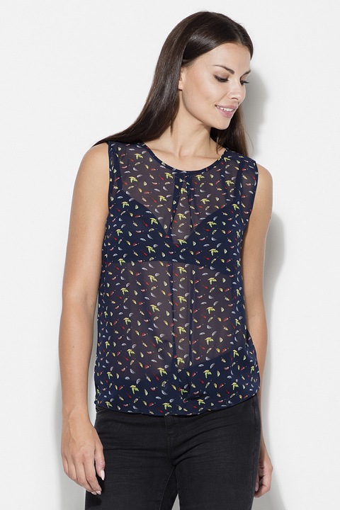 Дамска блуза KATRUS K139, тъмносиня, без ръкави, 100% полиестер