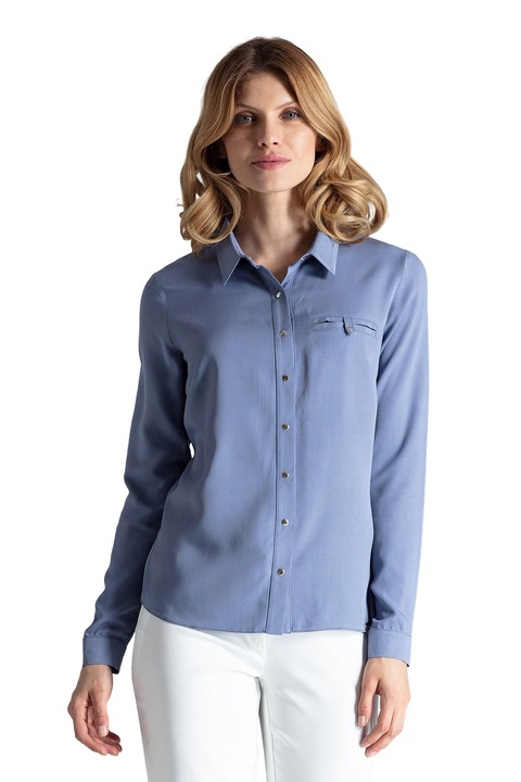 Figl M581 elegáns női ing, kék, viszkóz, hosszú ujjú, XL INTL