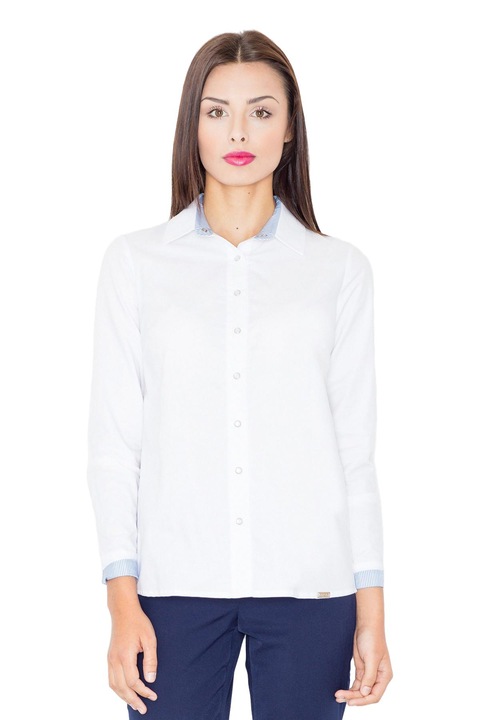 Figl M491 női ing, világoskék, hosszú ujjú, pamut/poliészter, XL INTL