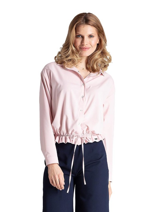 Figl M647 női rózsaszín hosszú ujjú ing, kifejező dizájn, poliészter