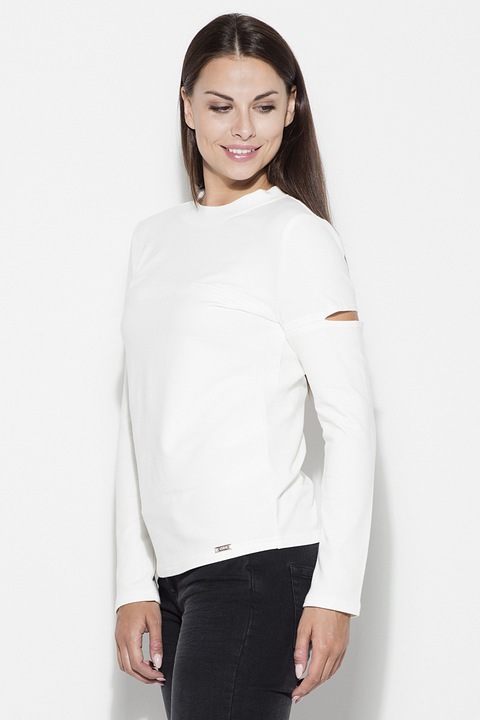 Дамска блуза, KATRUS, Памук/Еластан, Бяла, S INTL