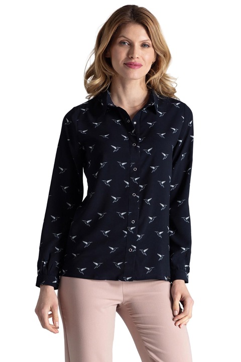 Figl M284 elegáns ing, poliészter, hosszú ujjú, sötétkék, S INTL