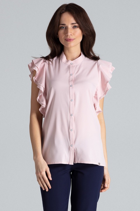 Bluza dama Lenitif, roz, poliester, maneci scurte, confortabila