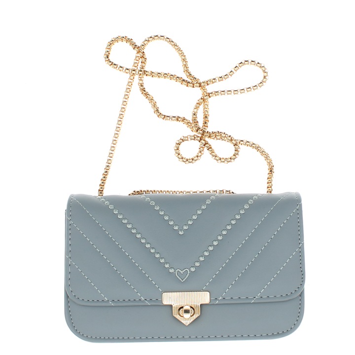 Дамска чанта през рамо, от синтетичен материал, ButicCochet, 19x12x6 см, синя, GND857