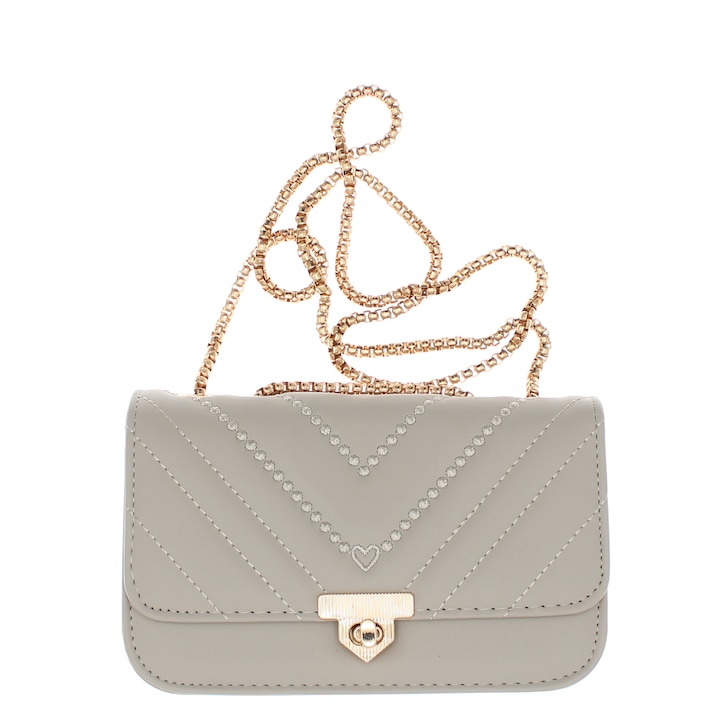 Дамска чанта през рам, от синтетичен материал, ButicCochet, 19x12x6 см, сива, GND858