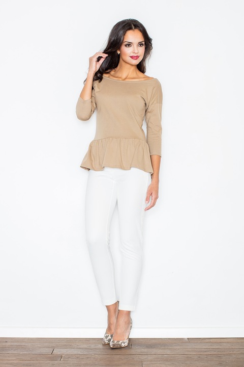 Bluza eleganta dama, Figl, Bumbac/Elastan, Bej, XL, XL INTL