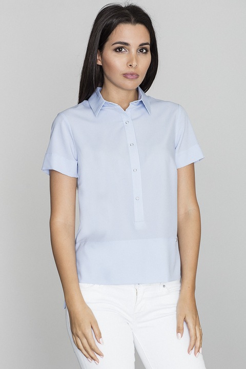 Дамска блуза, Figl, Тип риза, Полиестер/Еластан, Синя, Син