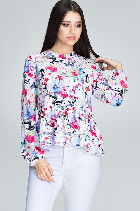 Bluza dama, Figl, Poliester/Elastan, Cu volane, Multicolor