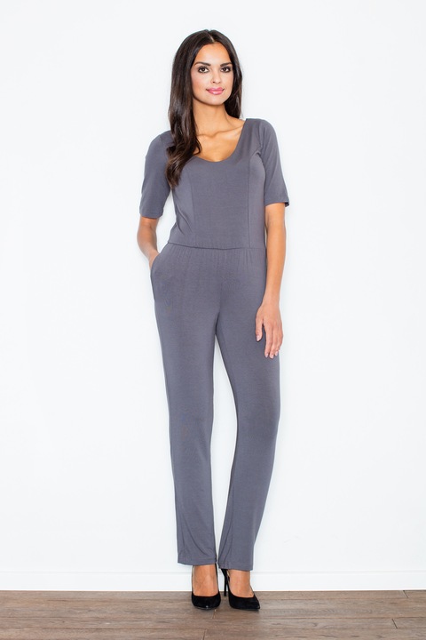 Salopeta dama, Figl, gri, viscoza, maneci scurte, lejera