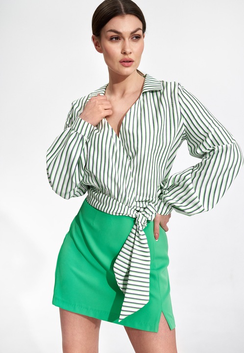Női ing, Figl, Poliészter/Elasztán/Viszkóz, Zöld/Fehér