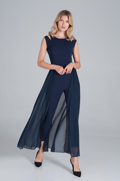 Salopeta dama, Figl, eleganta, trena, bleumarin, poliester, XL INTL