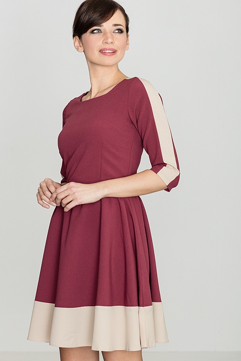 Rochie Lenitif K057, burgundy, fabric elegant, poliester