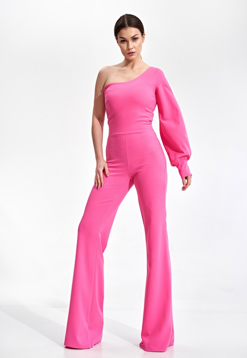 Salopeta dama, Figl, eleganta cu un singur umar, roz, poliester, S INTL