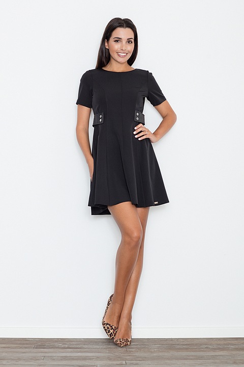 Rochie scurta, Figl, neagra, pentru orice ocazie, poliester