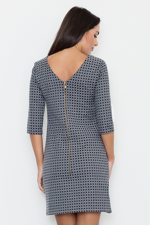 Rochie Figl, poliester, gri, fermoar la spate, eleganta