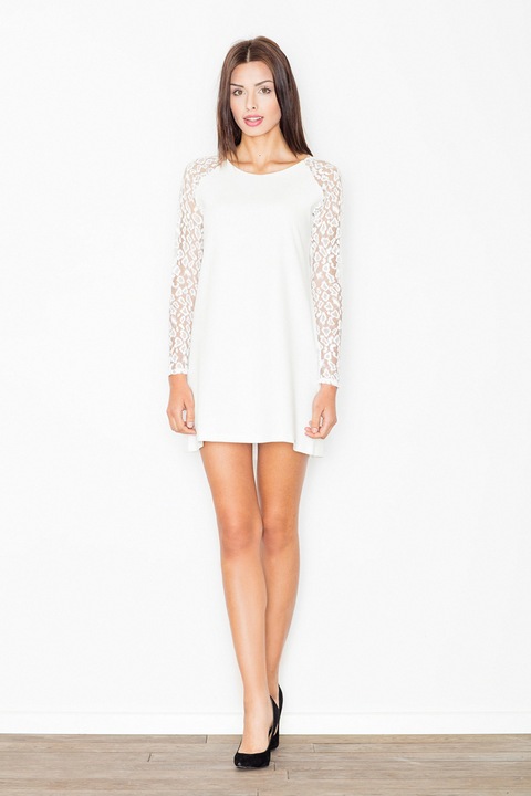 Rochie mini, Figl, dantela, alba, poliester