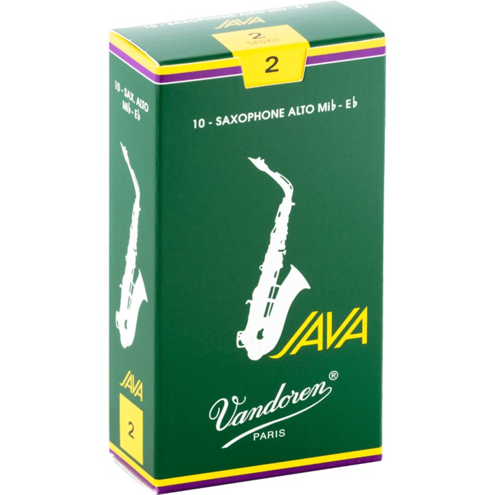 Ancii pentru saxofon alto mi bemol, Vandoren, Java, Forța 2, 10 bucăți, Verde