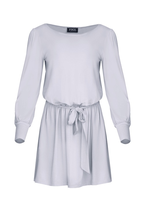 Мини рокля Figl M576, дълги ръкави, вискоза, Сив