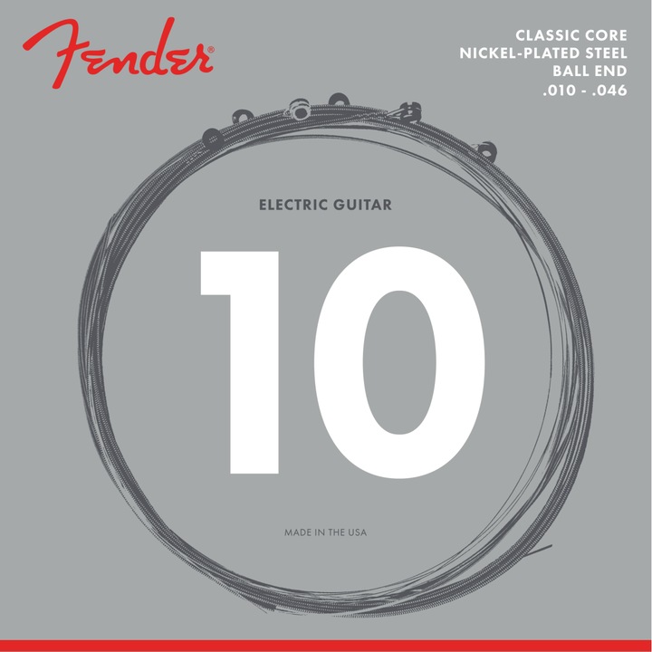 Струни за електрическа китара, Fender, Classic Core, Размер 10-46, Никелирана стомана