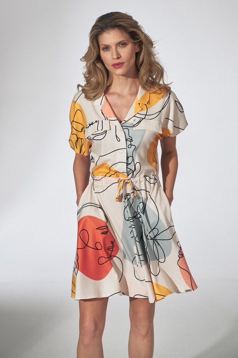 Rochie de vara, Figl, model descheiat, multicolor, poliester