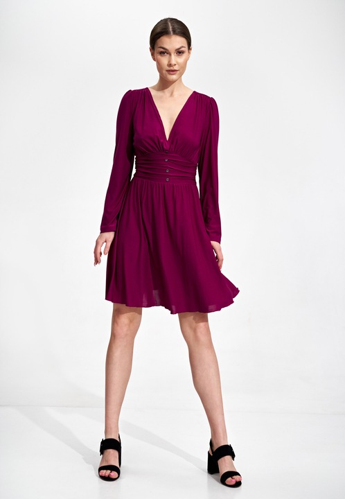Rochie eleganta Figl M861, violet, maneci lungi, poliester