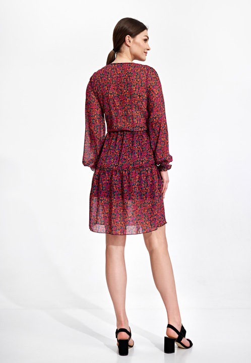 Rochie Figl, M859, cu maneci lungi, poliester, multicolor