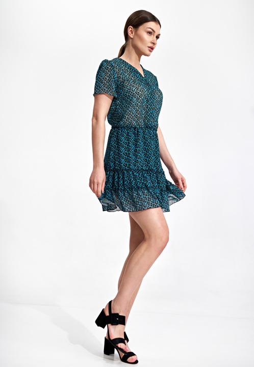 Rochie boho Figl, mini, verde, poliester