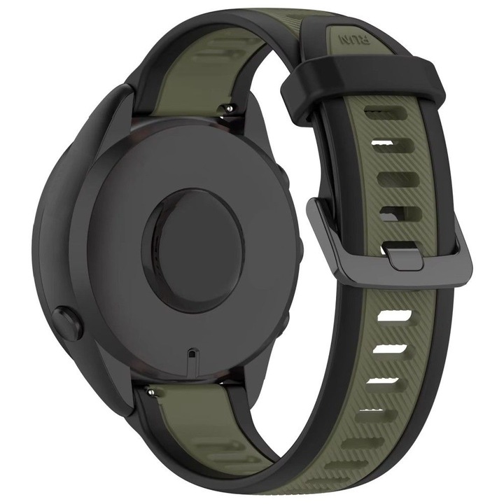 Curea ceas silicon 20mm, compatibile cu Huawei Watch GT2, GT3 42mm, Samsung Galaxy Watch FE 7 6 5 4 40/42/43/44/45/46/47, Amazfit Active BIP S LITE U PRO GTS 2 3 4 GTR 42mm negru/verde, 20mm