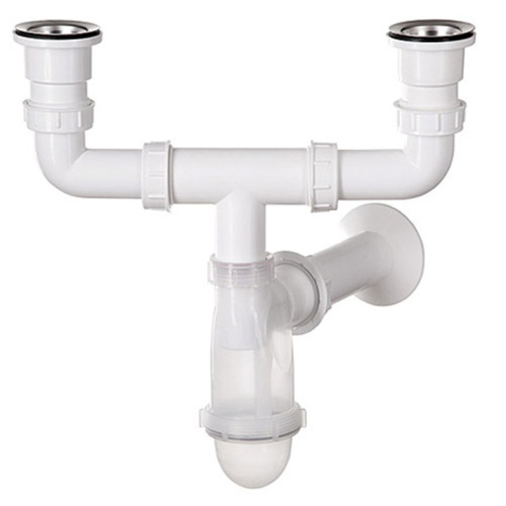 Sifon dublu pentru chiuveta, transparent