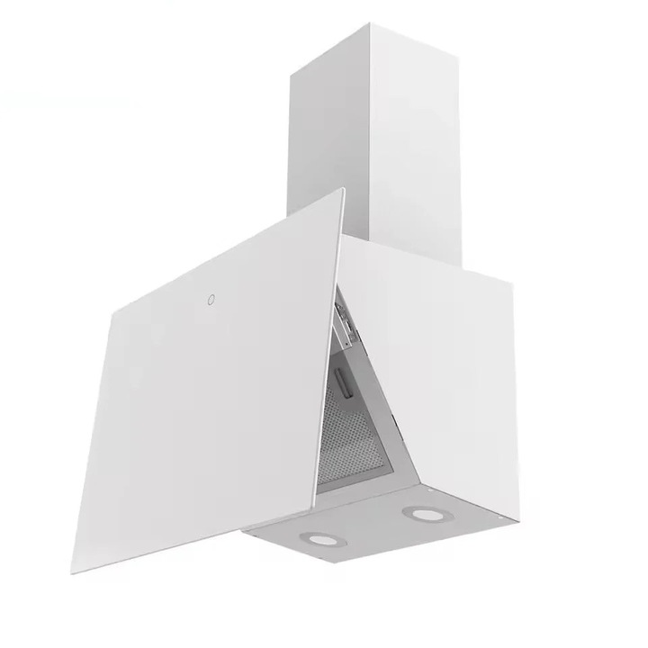 Стенен абсорбатор 60 см, 700 м/ч, бяло стъкло, неръждаема стомана, 9 скорости, 66 dB, A+