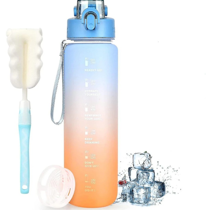 Sticla de apa sport, Enforose, 1 litru, culoare gradient, rezistenta la scurgeri, maner portabil