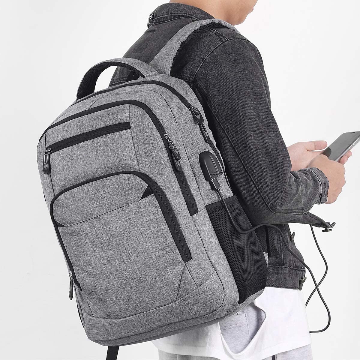 Rucsac scolar unisex - Rucsac scolar pentru baieti, fete si adolescenti - Rucsac pentru laptop pentru barbati si femei - Rucsacuri de zi / Rucsacuri business cu USB