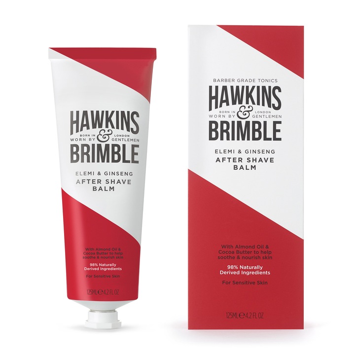 Афтър шейв балсам, HAWKINS & BRIMBLE, 125 мл, с бадемово, какаово и зехтиново масло, с аромат на Елеми и Женшен, за всички типове кожа