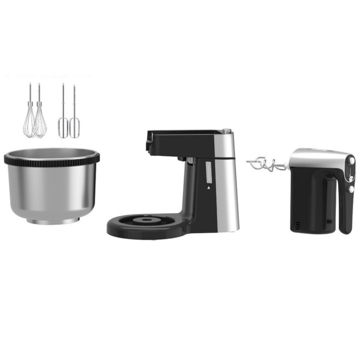 Миксер с купа Royalty Line RL-HM19015, 700W, 6 бъркалки, 3 л, Турбо, 5 скорости, Черен/инокс