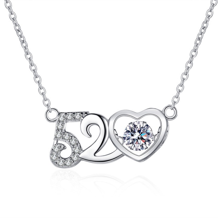 Női nyaklánc 520 I Love Your Heart Beats nyaklánc szív alakú medállal gyémánt kulcscsont lánc nőknek Qixi Valentin-napi ajándék Rose Gold