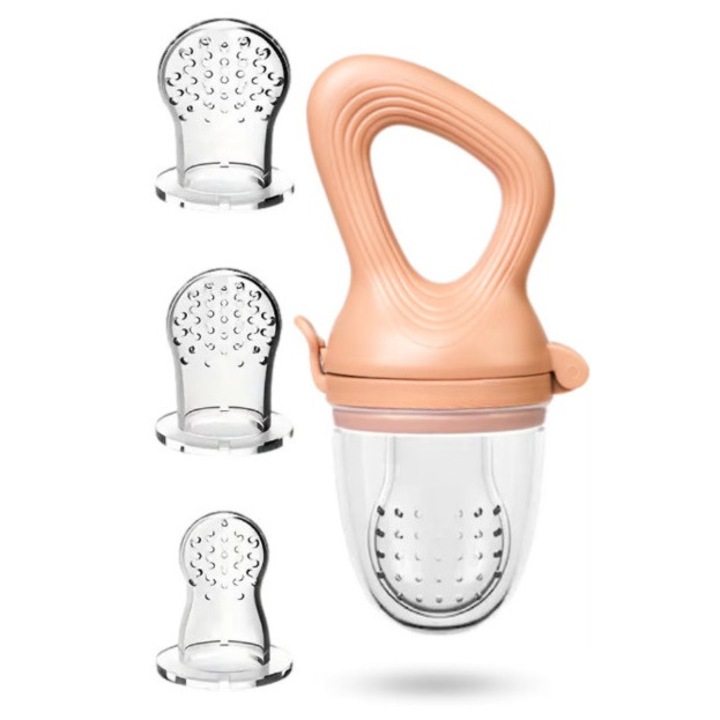 Залъгалка за хранене с плодове и бебешка храна с 3 биберона, залъгалка-хранилка за пресни плодове или замразено мляко - облекчава болката при никнене на зъби при бебета