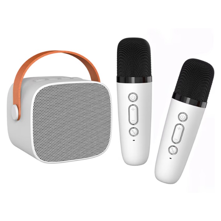 Microfoane Karaoke cu Boxa Portabila, Wireless, Bluetooth, Efecte Vocale, Alb