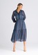 Rochie maxi Figl M942, florala, albastru, cu maneca lunga, din poliester, S-M INTL